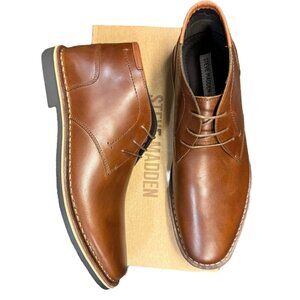 Steve Madden Sz 11.5 Shoes Harken Chukka Cognac Brown Leather Ankle Boots New